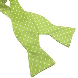 Peter Blair Lime Green 100% Silk Polka Dot Bow Tie Adjustable Preppy Easter